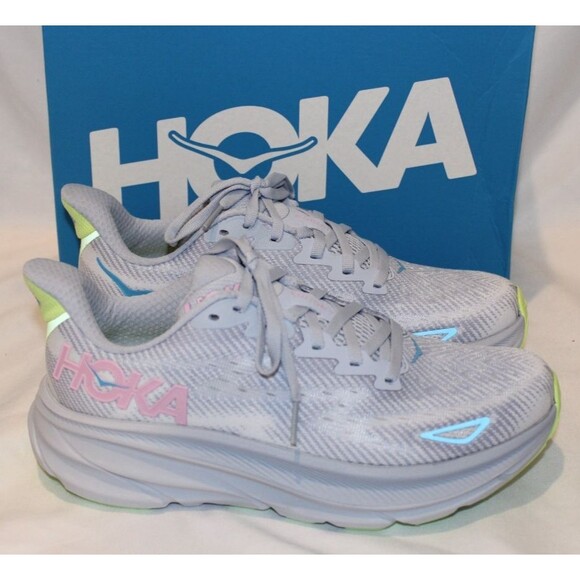 Hoka One‎ Women's Clifton 9 Running Athletic Sneakers GLLS NIB GRAY PINK - Picture 2 of 7